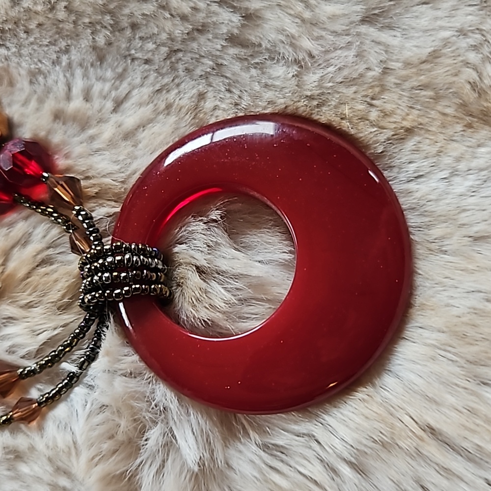Lia Sophia red and bronze necklace - Picture 2 of 4
